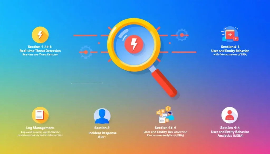 Key features of SIEM solutions highlighted in an infographic.