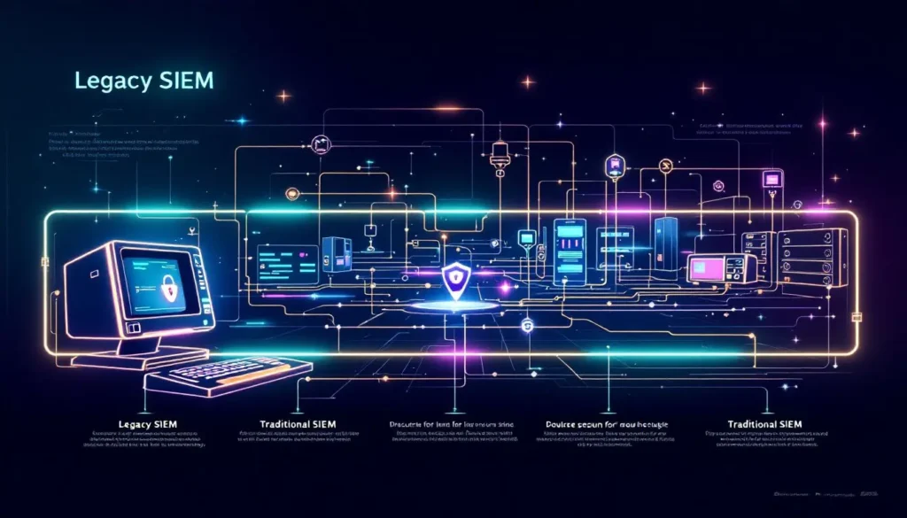 An illustration showing the evolution and future of SIEM technology.
