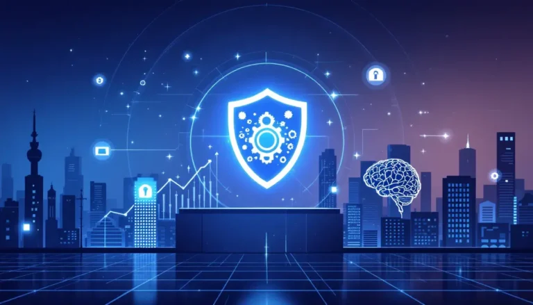 Futuristic image of a shield depicting endpoint protection in a network environment
