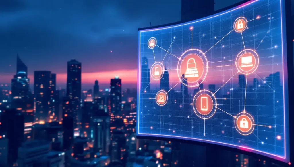 Afbeelding van een monitor waarop netwerkapparaten worden weergegeven