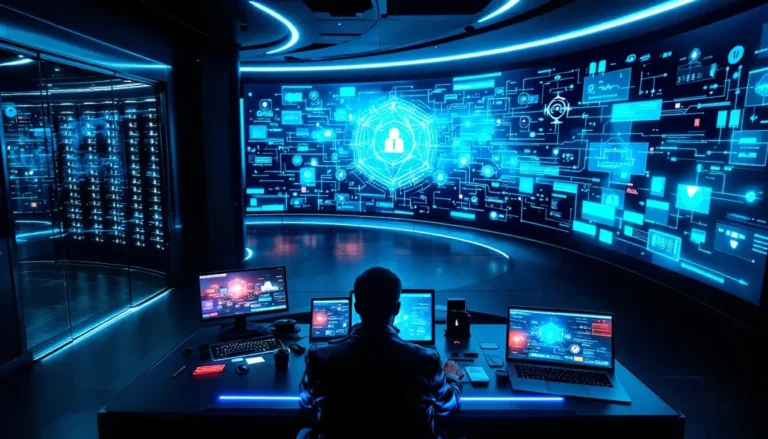 Image of a person working in a cyber security control room