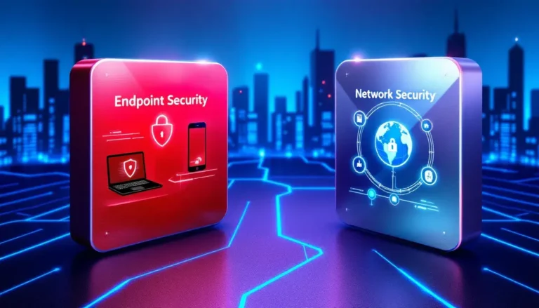 Image showcasing endpoint and network security as infograms