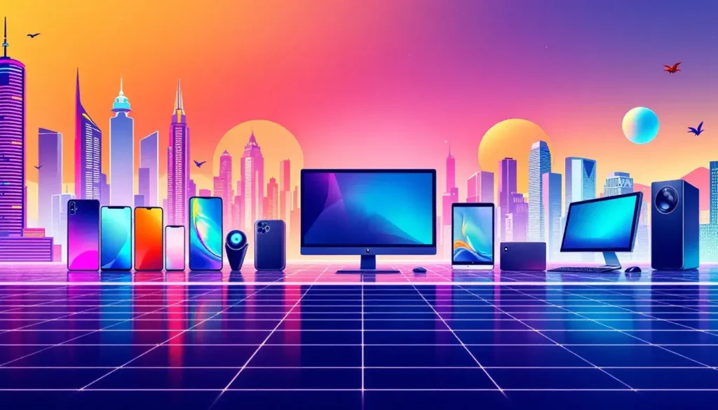 Abstract image displaying various endpoint devices