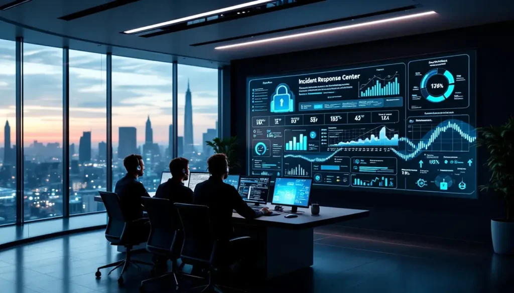 Expertos en seguridad que trabajan en estaciones SOC