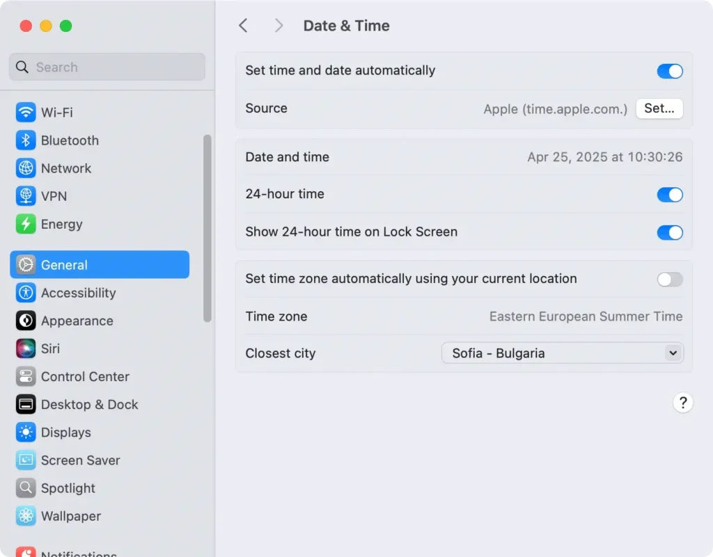 check date and time