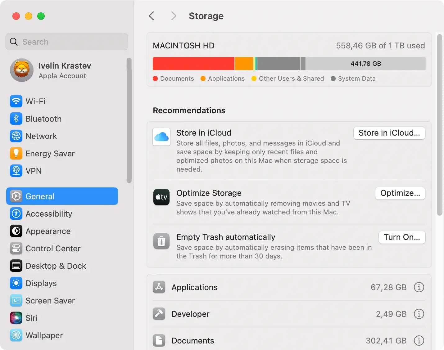mac storage manager i systemindstillinger